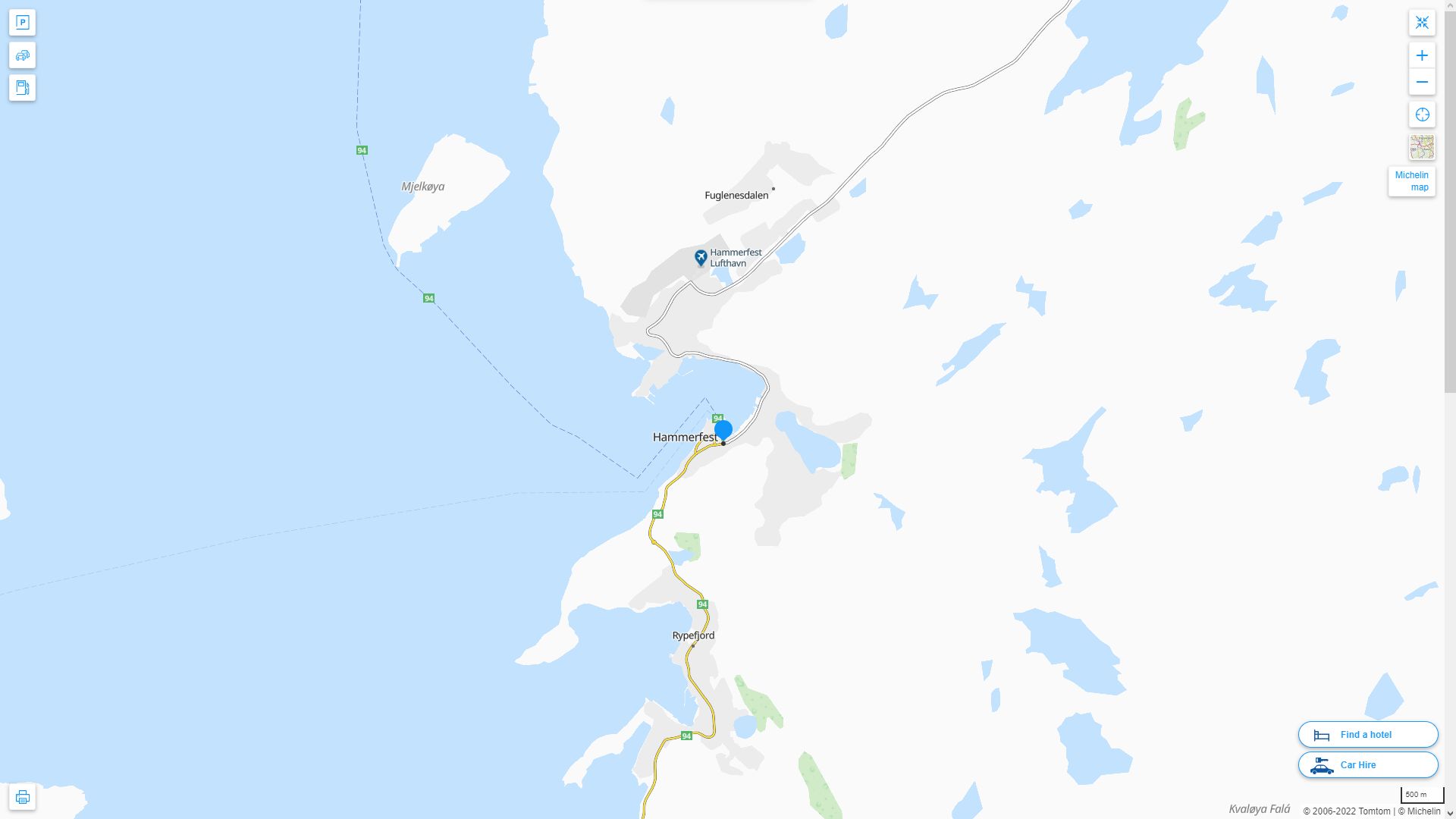 Hammerfest Norvege Autoroute et carte routiere